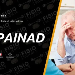 Anziano con la mano sulla fronte, simbolo di dolore. La **painad scala** valuta il disagio.