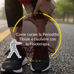 Runner con dolore alla tibia, che indica come curare la periostite tibiale con la fisioterapia.
