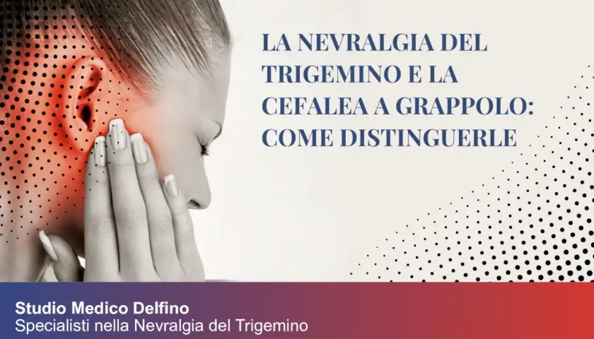 Donna con dolore all'orecchio, forse legato al nucleo trigemino cervicale. Titolo: Nevralgia del trigemino e cefalea a grappolo.