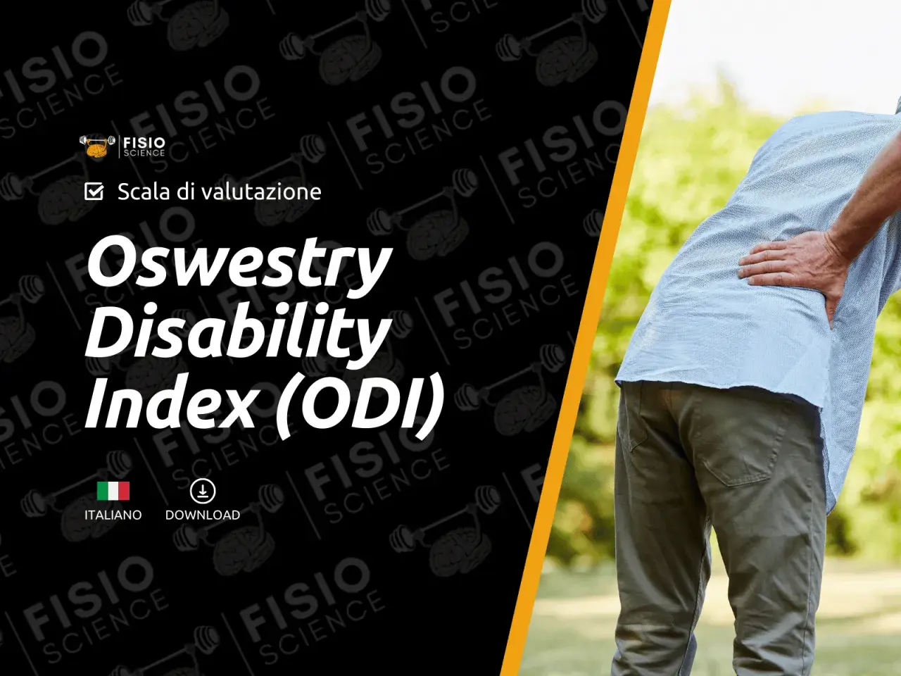 Valutazione Oswestry Disability Index (ODI) per il mal di schiena. Scarica la versione italiana.