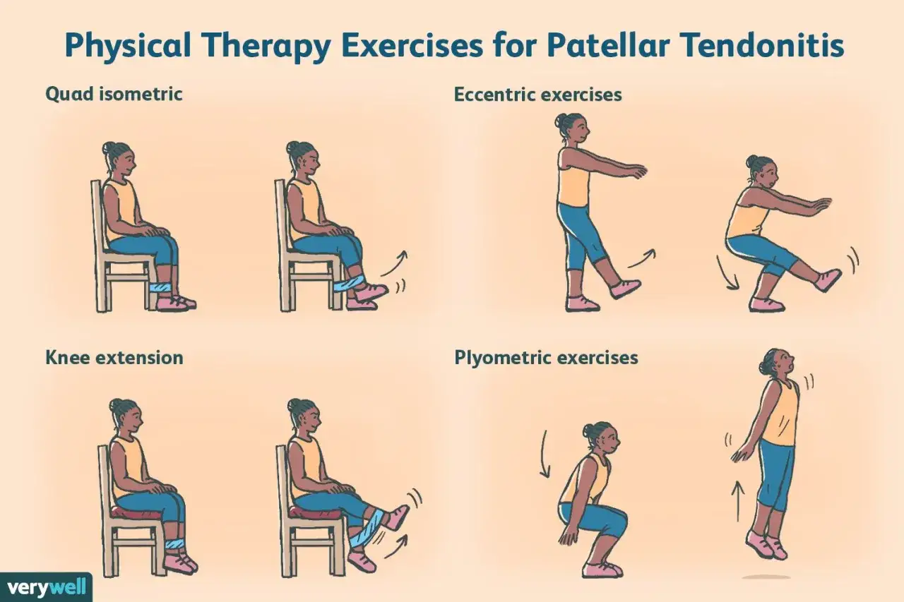 Esercizi di fisioterapia per la tendinite rotulea: quad isometrici, eccentrici, estensione ginocchio e pliometrici. Scopri come si cura la tendinite con questi movimenti.